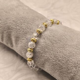 "Frozen Light" - Χειροποίητο Κολιέ με Cracked Crystal & Χρυσές Λεπτομέρειες