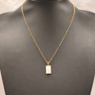 "Shell Geometry" - Ατσάλινο Κολιέ με Μενταγιόν από Φυσικό Φίλντισι