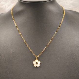 "Shell Daisy" - Χειροποίητο Κολιέ με Λουλούδι από Φυσικό Φίλντισι
