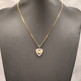 "Luminous Heart" - Κολιέ Καρδιά με Διπλή Σειρά Ζιργκόν