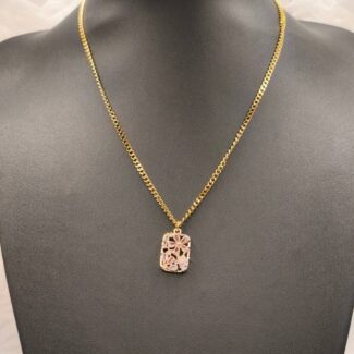 "Pink Blossom Garden" - Κολιέ με Μενταγιόν Ανθισμένο Κήπο & Ροζ Ζιργκόν